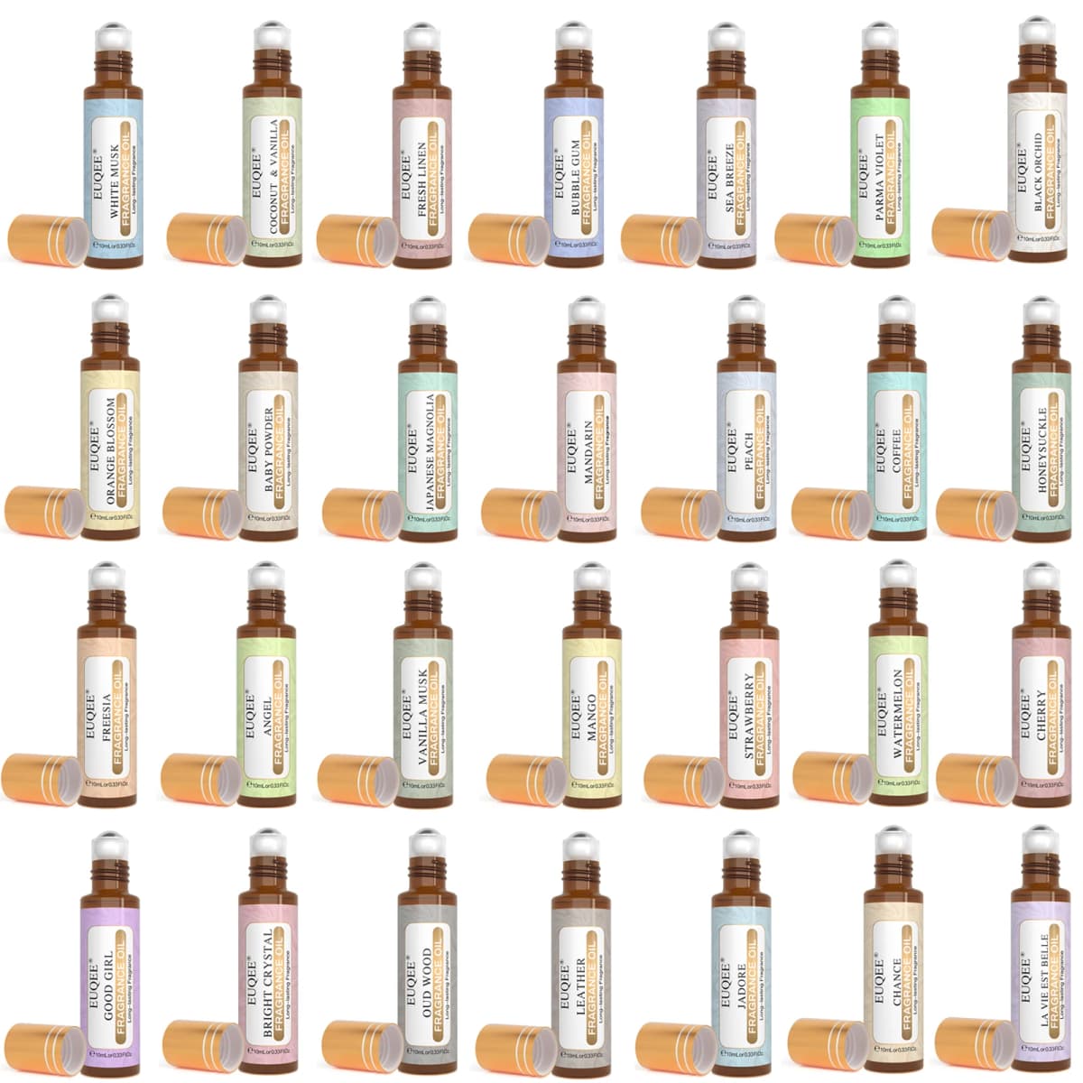 EUQEE 10ml Fragrance Oil Roll-On Long Lasting Scent La Vie Est Belle CHANCE Jadore Cotton Strawberry Mango for Diffuser Burner