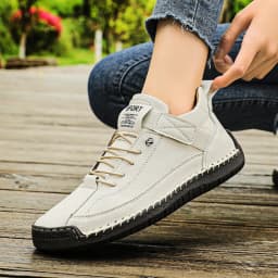 New Fashion Sneakers Handmade Leather Women's Shoes Mid-Top Women Casual Flats Shoes Slip on Loafers Zapatillas De Mujer