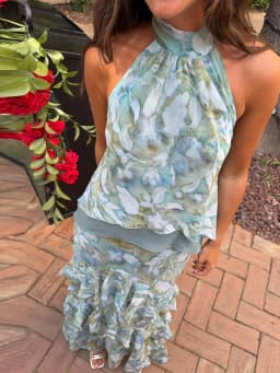 Hollow-out Halter Maxi Dresses Women Sleeveless Backless Waist-cinching Ruffles Dress 2026 New Ladies Summer Party Evening Robe