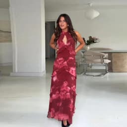 Hollow-out Halter Maxi Dresses Women Sleeveless Backless Waist-cinching Ruffles Dress 2026 New Ladies Summer Party Evening Robe