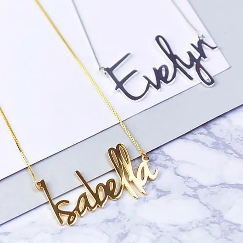 Custom Name Charms Necklace Gold Color Stainless Steel Box Chain Necklaces for Women Men Personalized Handmade Pendants Jewelry