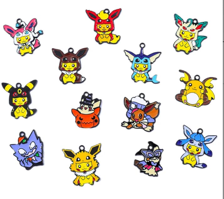 5pcs cartoon anime Charm for Jewelry Making Enamel Necklace Keychain Phone Pendant Diy Accessories Alloy Metal Gold 