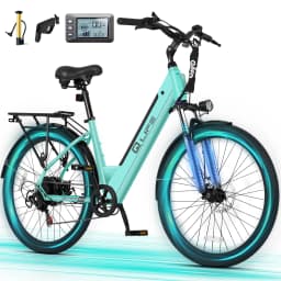 Qlife Cityone ST 2.0  26" Electric Bike for Adults, 1200W Peak Motor 48V 10.4Ah Battery, 28MPH 55 Miles, 7-Speed Electric Bicycle with Front Suspension