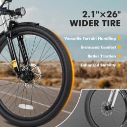 Qlife Cityone ST 2.0  26" Electric Bike for Adults, 1200W Peak Motor 48V 10.4Ah Battery, 28MPH 55 Miles, 7-Speed Electric Bicycle with Front Suspension
