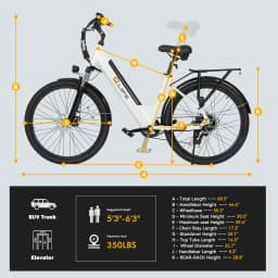 Qlife Cityone ST 2.0  26" Electric Bike for Adults, 1200W Peak Motor 48V 10.4Ah Battery, 28MPH 55 Miles, 7-Speed Electric Bicycle with Front Suspension