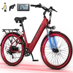 Qlife Cityone ST 2.0  26" Electric Bike for Adults, 1200W Peak Motor 48V 10.4Ah Battery, 28MPH 55 Miles, 7-Speed Electric Bicycle with Front Suspension