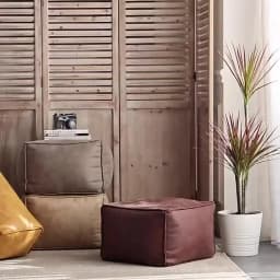 OTAUTAU Big Faux Leather Ottoman Pouf Stool with Filling Bean Bag Footrest Footstool Corner Door Side Seat Futon Frameless JD007