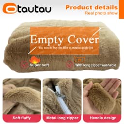 OTAUTAU 2/3/4ft Fluffy Faux Fur Bean Bag Cover Pouf Beanbag Cover DD003【No Filler Inside!You Need To Buy Filler Yourself】