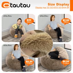 OTAUTAU 2/3/4ft Fluffy Faux Fur Bean Bag Cover Pouf Beanbag Cover DD003【No Filler Inside!You Need To Buy Filler Yourself】