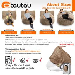 OTAUTAU 2/3/4ft Fluffy Faux Fur Bean Bag Cover Pouf Beanbag Cover DD003【No Filler Inside!You Need To Buy Filler Yourself】