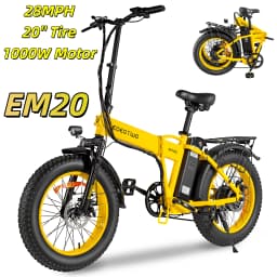 EOEOTWO 26" Fat Tire Electric Bike for Adults, 1000W Motor 1500W Peak, 48V 15Ah Battery, 34 MPH Max Speed, Up to 60 Miles Long Range
