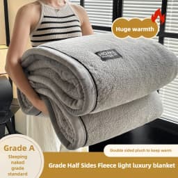 New Grade A Half Sides Fleece Autumn Winter Warmth Blankets Soft Fluffy Keep Warm Sofa Blankets for Throw Napping Shawl Blanket