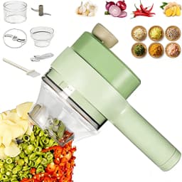 Multi-Functional Portable Wireless Vegetable Processor Electric 4-in-1 Vegetable Cutter Set, Easy to Charge With Egg Cream Whisk