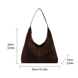Women Suede Shoulder Bag with Zipper Hobo Bags Large Capacity Handbag Slouchy Bag Commuter Travel Bag Purses and Handbags