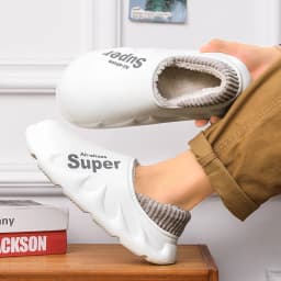 Women Men Winter Warm EVA Soft Sole Waterproof Slides Slippers Slip On Scuff Clogs Short Plush Platform House Shoes Indoor
