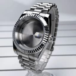 NH35 Case 39mm DJ Bezel Sapphire Glass Mirror Stainless Steel President Bracelet Suitable For NH35 NH36 Seik Movement Mod Parts