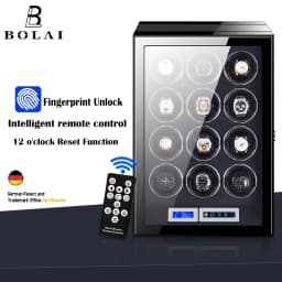 Luxury Automatic Watch Winder12 24 30 Slot Wood Mechanical Watch Box Fingerprint Unlock Quiet Mabuchi Motor Watches Storage Safe