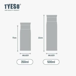 350/500ML Tyeso Stainless Steel Insulated Water Bottle Simple Round Shoulder Travel Mug Portable Frosted Ins Style Design