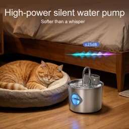 Smart Cordless Cat Water Fountain with 304 Stainless Steel 2.2L Capacity Pet Water Dispenser Automatic Feeder for Cats And Do