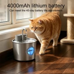 Smart Cordless Cat Water Fountain with 304 Stainless Steel 2.2L Capacity Pet Water Dispenser Automatic Feeder for Cats And Do