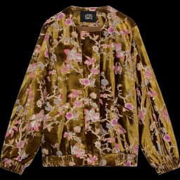 ELFSACK 2025 Gold Velvet Jacket Women's Winter Short Coat, Embroidered Goldfish Chinese Style Vintage Loose Padded Jacket