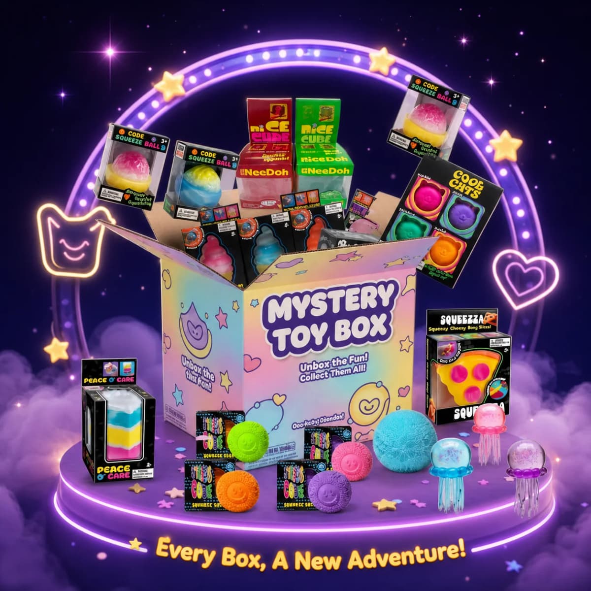 2026 Hot Cute Ocean Squishy Cube Blind Box Random Surprise Squeeze Toys 1Pcs Guaranteed Lucky Stress Relief Fidget Toy Set
