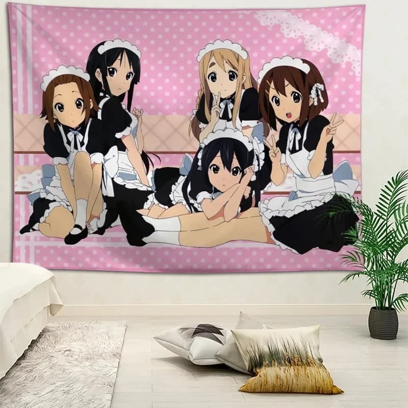 Kawaii Cute Anime Girl Group Tapestry Wall Decoration for Otaku Bedrooms And Dormitory Room Decor