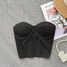 Strapless Western Style Skinny Tanks Camis for Women Summer Casual Solid Colours Female Corset Crop Tube Tops with Built In Bras