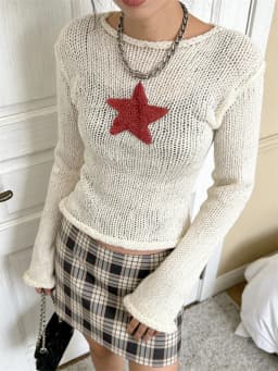Women Knitted Tops Long Sleeve Crew Neck Star Pattern Sweater Y2K Aesthetic Clothes Gothic Grunge Autumn Shirts Streetwear
