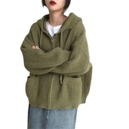 Woman Japanese Retro Hooded Knitted Cardigan Female Autumn Winter Zipper Pockets Sweater Coat Women Casual Loose Solid Knitwear