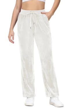 TACVASEN Winter Velvet Pants Womens Drawstring Elastic Waist Fleece Pants Workout Lounge Yoga Velour Pants Sweatpants Jogger