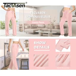 TACVASEN Winter Velvet Pants Womens Drawstring Elastic Waist Fleece Pants Workout Lounge Yoga Velour Pants Sweatpants Jogger