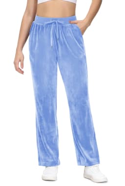 TACVASEN Winter Velvet Pants Womens Drawstring Elastic Waist Fleece Pants Workout Lounge Yoga Velour Pants Sweatpants Jogger