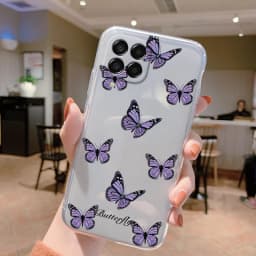 For Samsung Galaxy M33 5G Case Cover Cute Butterfly Flowers Protective Phone Case For Samsung M14 M15 M54 M55 M34 Transparent