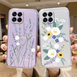 For Samsung Galaxy M33 5G Case Cover Cute Butterfly Flowers Protective Phone Case For Samsung M14 M15 M54 M55 M34 Transparent