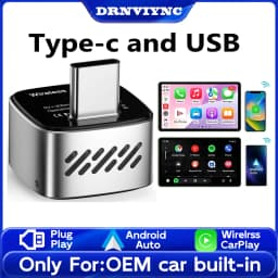 DRNVIYNC 2 In1 Wired to Wireless CarPlay Adapter Plug and Play Dongle for Factory Wired Cars (Type-c and USB) With OTA Update Bluetooth WiFi Compatible With iPhone & Android Smartphones