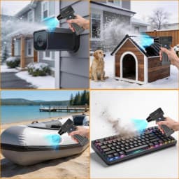 Car Vacuum Cleaner Turbo Fan Air Blower Cleaning Tools Air Duster Electric Dust Collector Hair Dryer for RV Truck Trailer Home Outdoors Camping Universal Auto Accessories