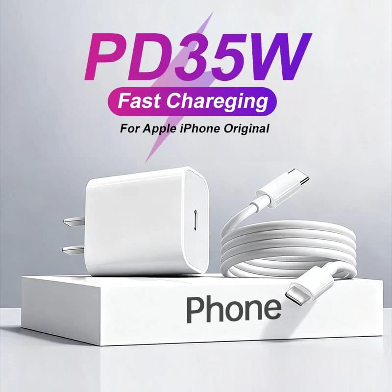 For Apple iPhone Original PD 35W Fast Charging 17 16 15 Pro Max Air 14 13 12 11 USB-C Quick Charger X XS XR 8 Phone Accessories