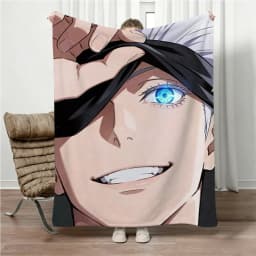Jujutsu Kaisen Gojo Flannel Blanket Four Seasons Universal Nap Throw Anime Print Lightweight Sofa Bed Office Lunch Break Blanket