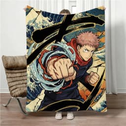 Jujutsu Kaisen Gojo Flannel Blanket Four Seasons Universal Nap Throw Anime Print Lightweight Sofa Bed Office Lunch Break Blanket