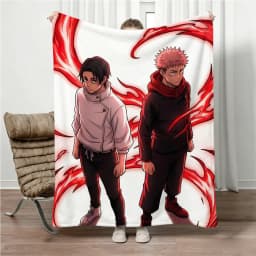 Jujutsu Kaisen Gojo Flannel Blanket Four Seasons Universal Nap Throw Anime Print Lightweight Sofa Bed Office Lunch Break Blanket
