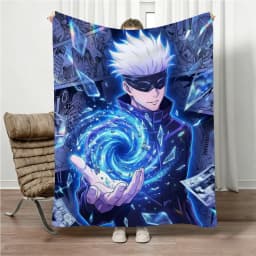 Jujutsu Kaisen Gojo Flannel Blanket Four Seasons Universal Nap Throw Anime Print Lightweight Sofa Bed Office Lunch Break Blanket
