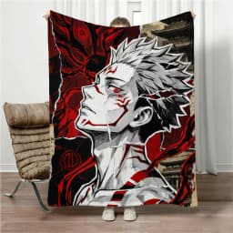 Jujutsu Kaisen Gojo Flannel Blanket Four Seasons Universal Nap Throw Anime Print Lightweight Sofa Bed Office Lunch Break Blanket