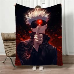 Jujutsu Kaisen Gojo Flannel Blanket Four Seasons Universal Nap Throw Anime Print Lightweight Sofa Bed Office Lunch Break Blanket