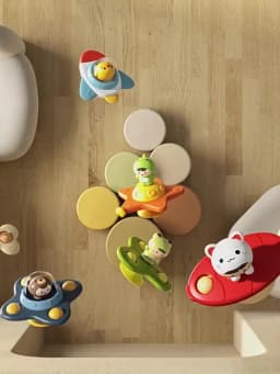 Baby Montessoris Spin Cup Top Bath Toys Bathing Sucker Spinner Suction Sensory Toy Rotating Rattles Early Educational Fidget Toy