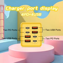 8 in 1 GaN USB C Desktop Charger 240W Fast Charge Phone Adapter Type C Cable For iPhone Samsung Xiaomi EU/US/UK Plug Charger