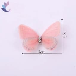 5cm 20pcs Double Sweet Butterfly Appliqued 3D Simulation Mesh Dreamy Bouquet Patch For DIY Handmade Hairband Nail Decoration