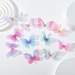 5cm 20pcs Double Sweet Butterfly Appliqued 3D Simulation Mesh Dreamy Bouquet Patch For DIY Handmade Hairband Nail Decoration