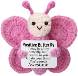 Positive Crochet Butterfly Gift for Women, Mini Handmade Emotional Support Plush for Friends, Girls, Teachers Birthday Christmas