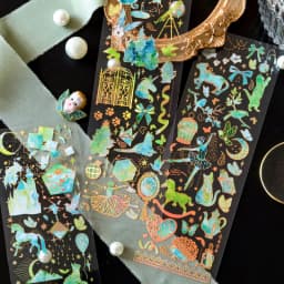 3 Sheets Bronzing PET stickers Dream Unicorn Literary Cats Music Clouds Hand Account DIY Material Decorative Stickers